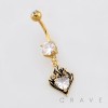BLACK HEART CROWN ELEGANCE BELLY NAVEL RING 316L SURGICAL STEEL